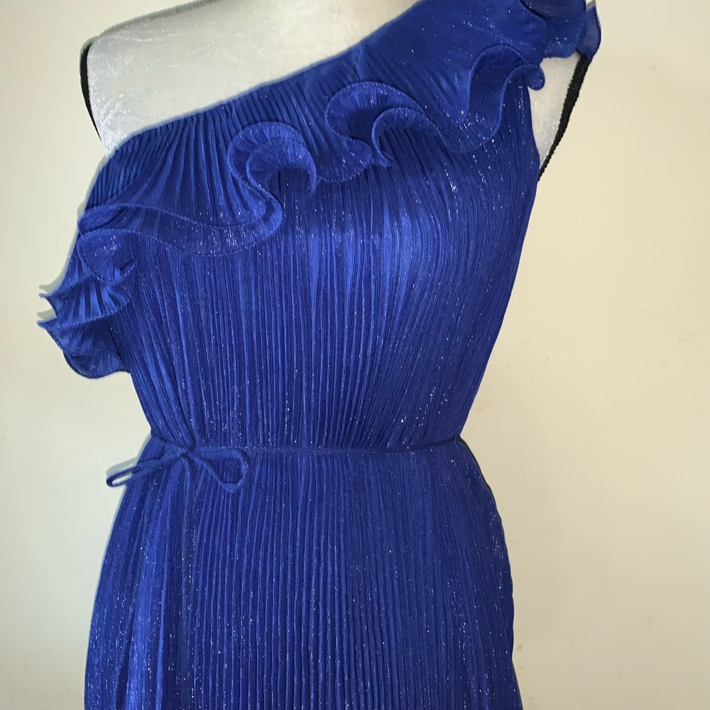 Chelsea & Violet One-Shoulder Blue Ruffle Dress S - Picture 9 of 11